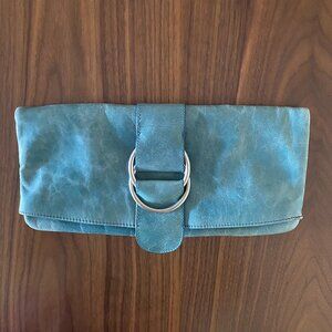 HOBO Turquoise Blue Leather Clutch Purse